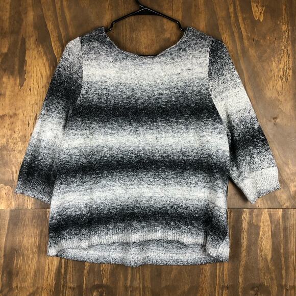 Lane Bryant Womens Sweater Black White Striped Crew Neck 3/4 Sleeve 14/16 - Picture 10 of 12